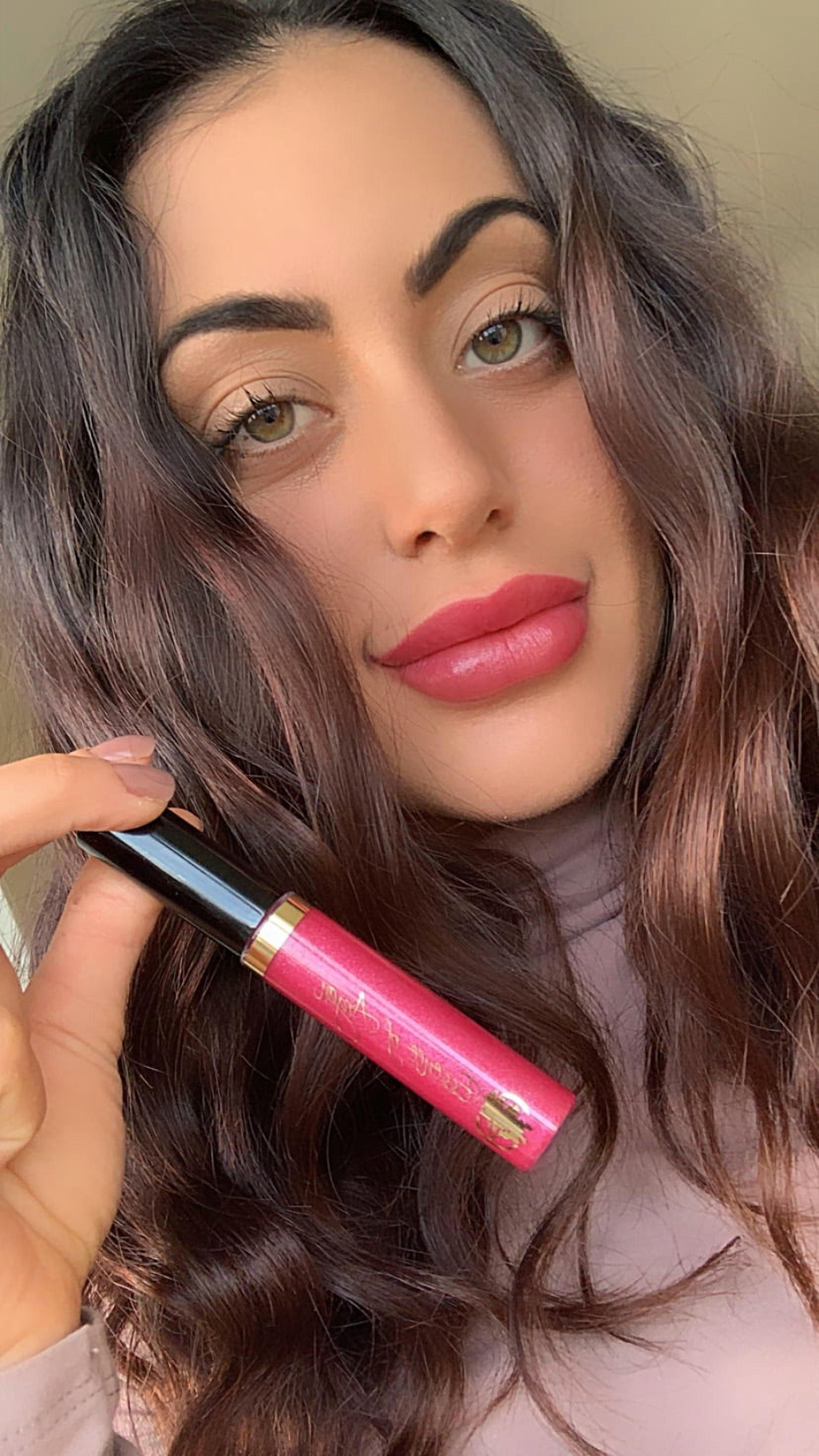 Essence of Argan Lip Gloss, Organic, Moisturizing, Plumping, Cherry Rose