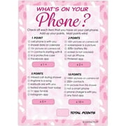 Pink It's a Girl Baby Shower Party Activity - What's on Your Phone Party Game- 20 Cards - Distinctivs