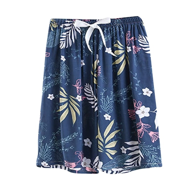 Pantalones de Cordón de Cuerda de las Mujeres Impresos Color Sólido Tres Vías Pantalones Cortos Casuales, Pantalones Cómodos de las Mujeres