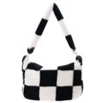 thumbnail image 1 of Bolsa Bolso pequeño para axilas con patrón de vaca de piel sintética para mujer (rejilla blanca y negra) JShteea Para Estrenar, 1 of 1