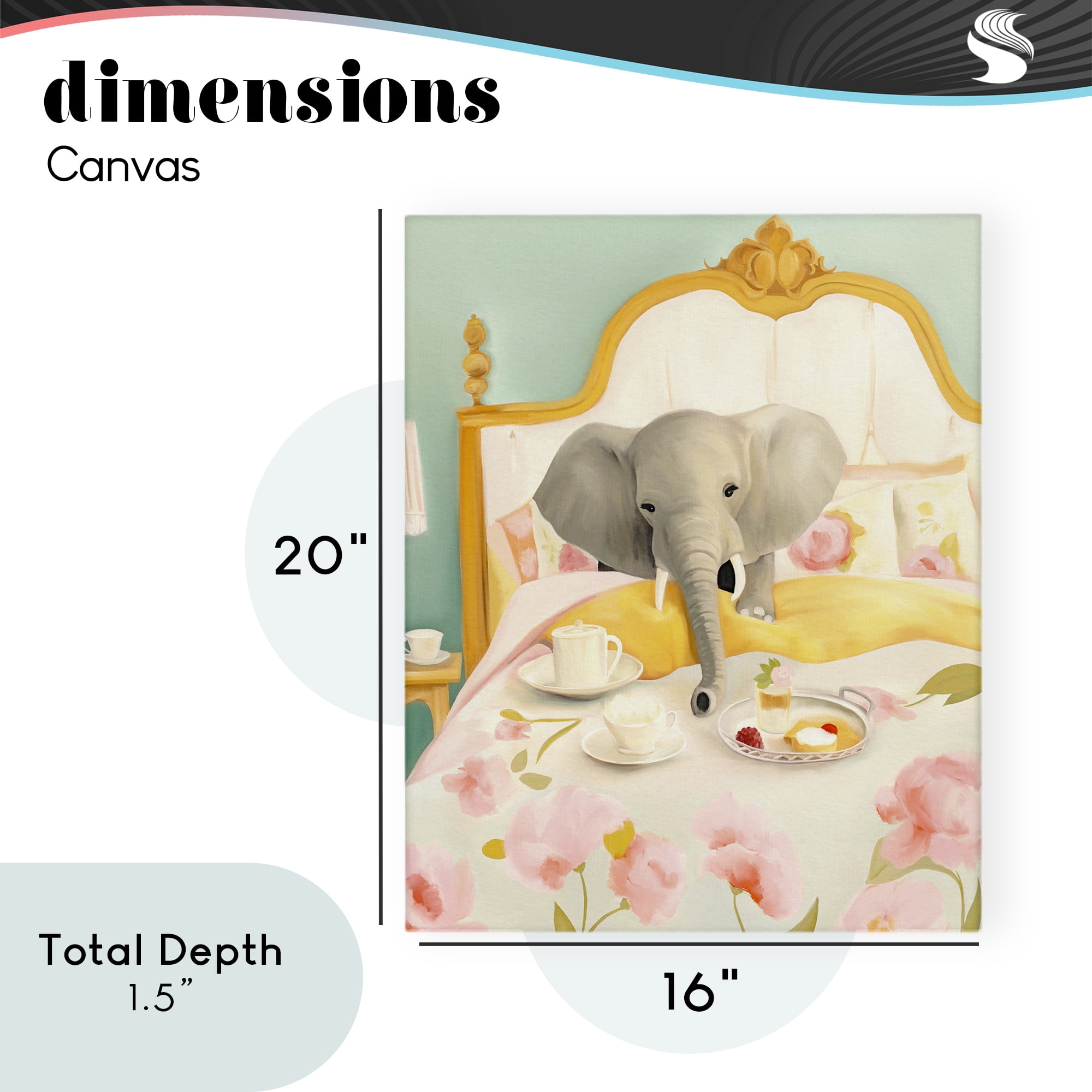 Breakfast in Bed Elephant Canvas Wall Art, design by Leah Straatsma