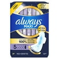 thumbnail image 3 of Always Maxi Overnight Pads with Wings for Women, Size 5, Extra Heavy Overnight Absorbency, Unscented 27 count, 3 of 17