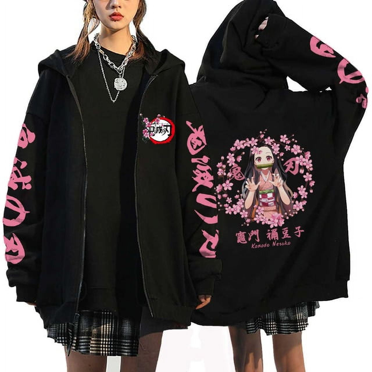 kimutsu Anime Demon Slayer Hoodies Kamado Nezuko Print Zip Up Jacket