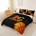 thumbnail image 3 of Castle Fairy Orange Basketball Initial E Duvet Cover King, Abstract Watercolor Splash King Bedding, Black Orange,Black Reversible,3 Pieces,1 Duvet Cover and 2 Pillowcases, 3 of 6