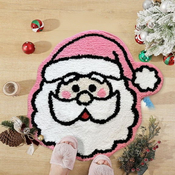 Christmas Bath Mat Snowman Christmas Tree Santa Bathroom Rug Tufted Rug Winter Non-Slip Floor Mat Sost Rug Soft Cute Absorbent Bath Tub Carpet Doormat Holiday Kitchen Room Decor Xmas Gifts