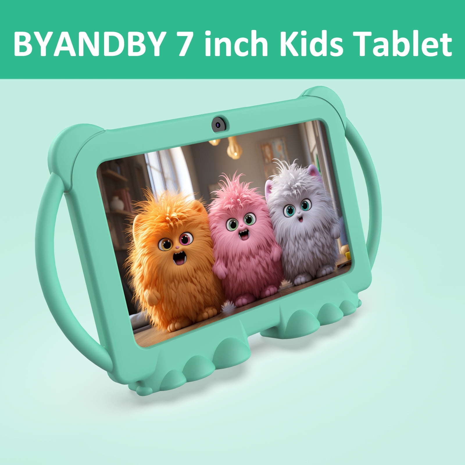 Kids Tablet 7 inch, Android Toddler Tablets with Shockproof  Case, Tablet for Kids 4GB+32GB+1TB Expand 1024x600 IPS HD Touchscree, Quad-Core Processor with WiFi Bluetooth Dual Camera, Green
