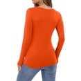 thumbnail image 3 of WULMLEO Womens Long Sleeve Tops Baselayer for Women V Neck Soft Casual Slim Stretch Underscrub Saffron M, 3 of 3