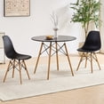 thumbnail image 2 of 31.5 Inch Round Dining Table Set for 4, 5 Piece Compact Mid-century Modern Table Chair Set for Living Room, Kitchen, Apartment, |Plastic Seats|, |Sturdy Wooden Legs||Metal Frame|, Black, 2 of 7
