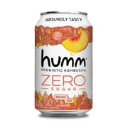 Humm Kombucha Zero Sugar Drink, Peach Tea, 16 Pack, 12 oz Cans
