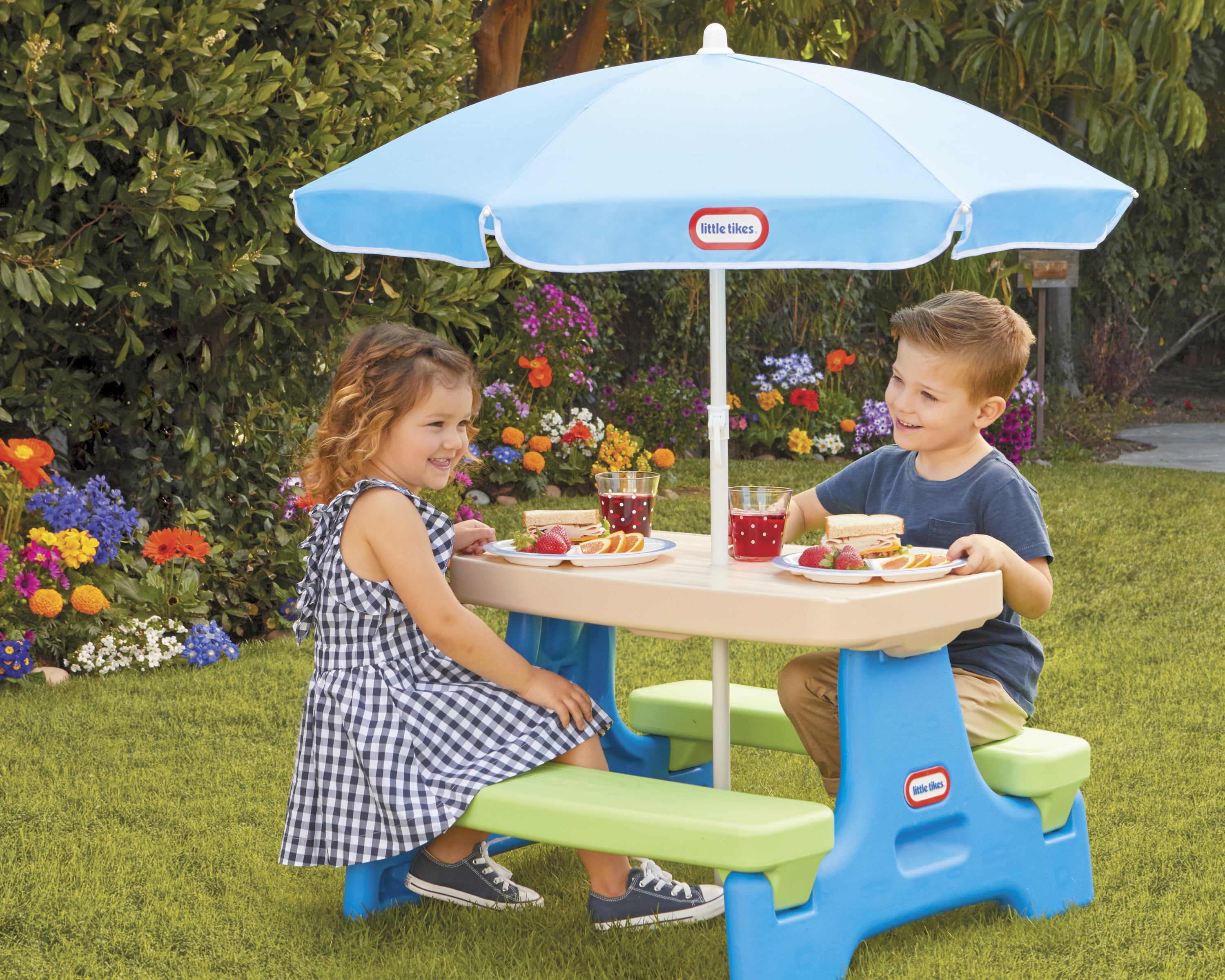 Little Tikes Easy Store Kids Picnic Table with Umbrella, Ages 2+ - image 3 of 6