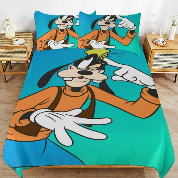 Goofy Duvet Cover 3 Pcs Set Cute Kids Comforter Cover with 2 Pillowcases Luxury Soft Bedding Bedroom Decor for Teens Boys Girls, 86"x70"