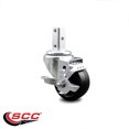 thumbnail image 2 of 3 Inch Soft Rubber Wheel Swivel 7/8 Inch Square Stem Caster with Brake SCC, 2 of 2