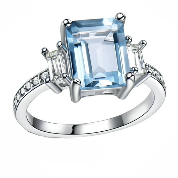 Ruthana Engagement Ring Created Blue Topaz Silver Womens Ginger Lyne Collection