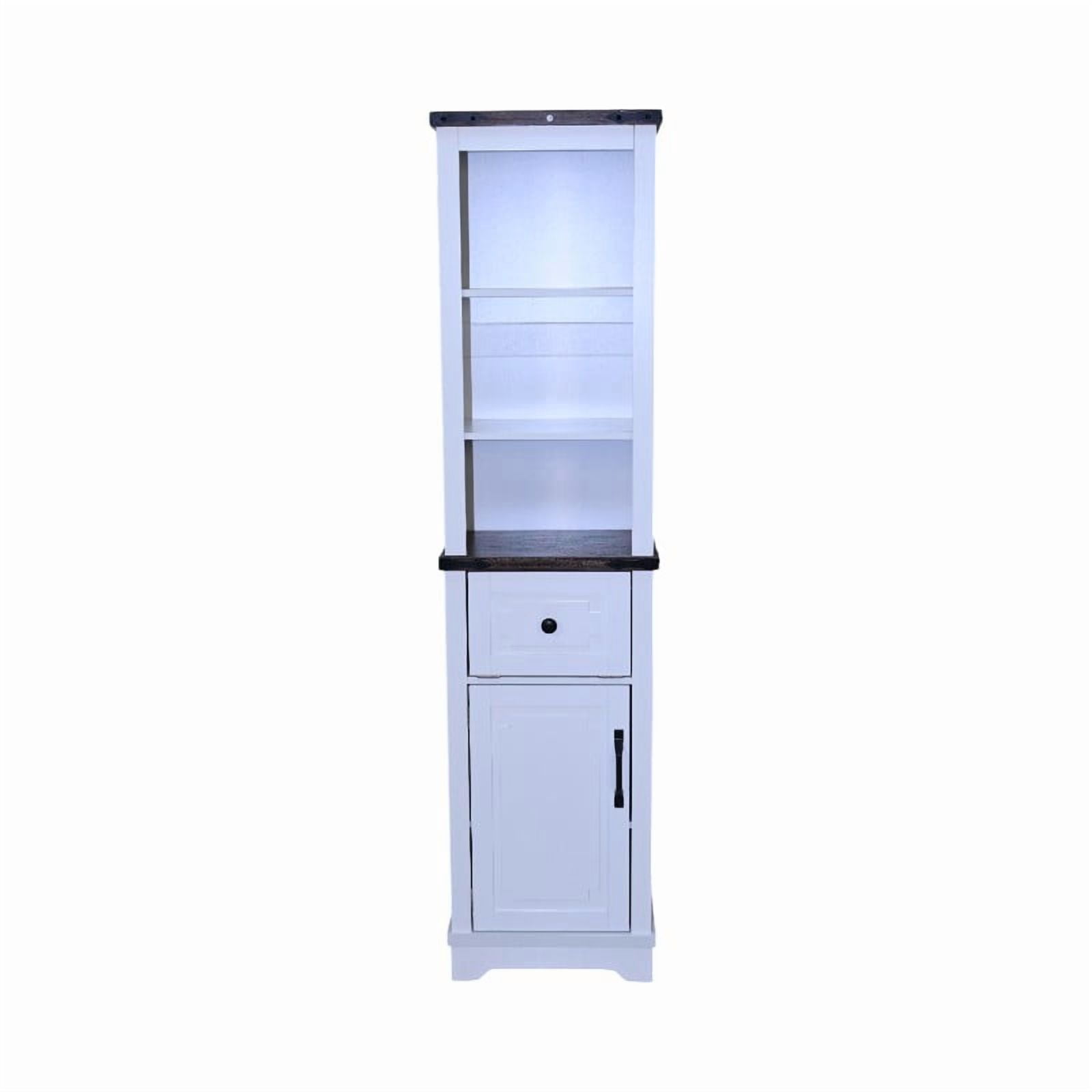 Leumius 63" Tall Narrow Storage Cabinet,Farmhouse Storage Cabinet with Adjustable Shelves & Storage Drawer for Bathroom, Living Room,White