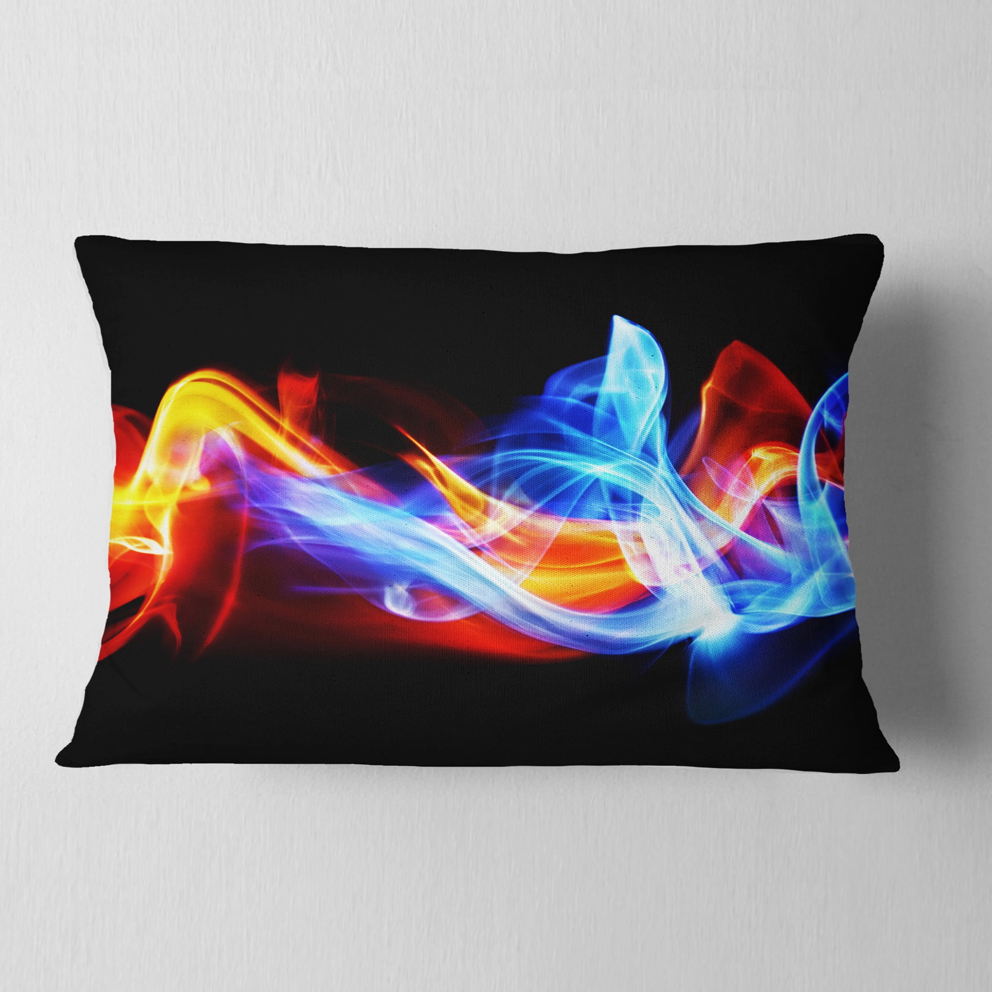 Designart Fire and Ice - Abstract Throw Pillow - 12x20
