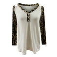thumbnail image 3 of Abcnature Long Sleeve Shirts for Women, Fashion Fall Clothing Sexy Leopard Print V Neck Tunic Tops Casual Loose Comfy Zipper Tops White M, 3 of 5