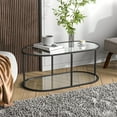 thumbnail image 5 of Oval Coffee Table with Tempered Glass Top - Modern Living Room Accent, 5 of 9