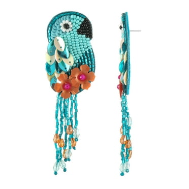 Time and Tru Beaded Parrot Earring, Multicolored, 1 Pair