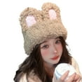 thumbnail image 3 of Naierhg Knitted Hat Fluffy Rabbit Ears Stylish Warm Winter Thickened Lovely Sweet Beanie Hat Women Accessories for Winter Khaki, 3 of 8