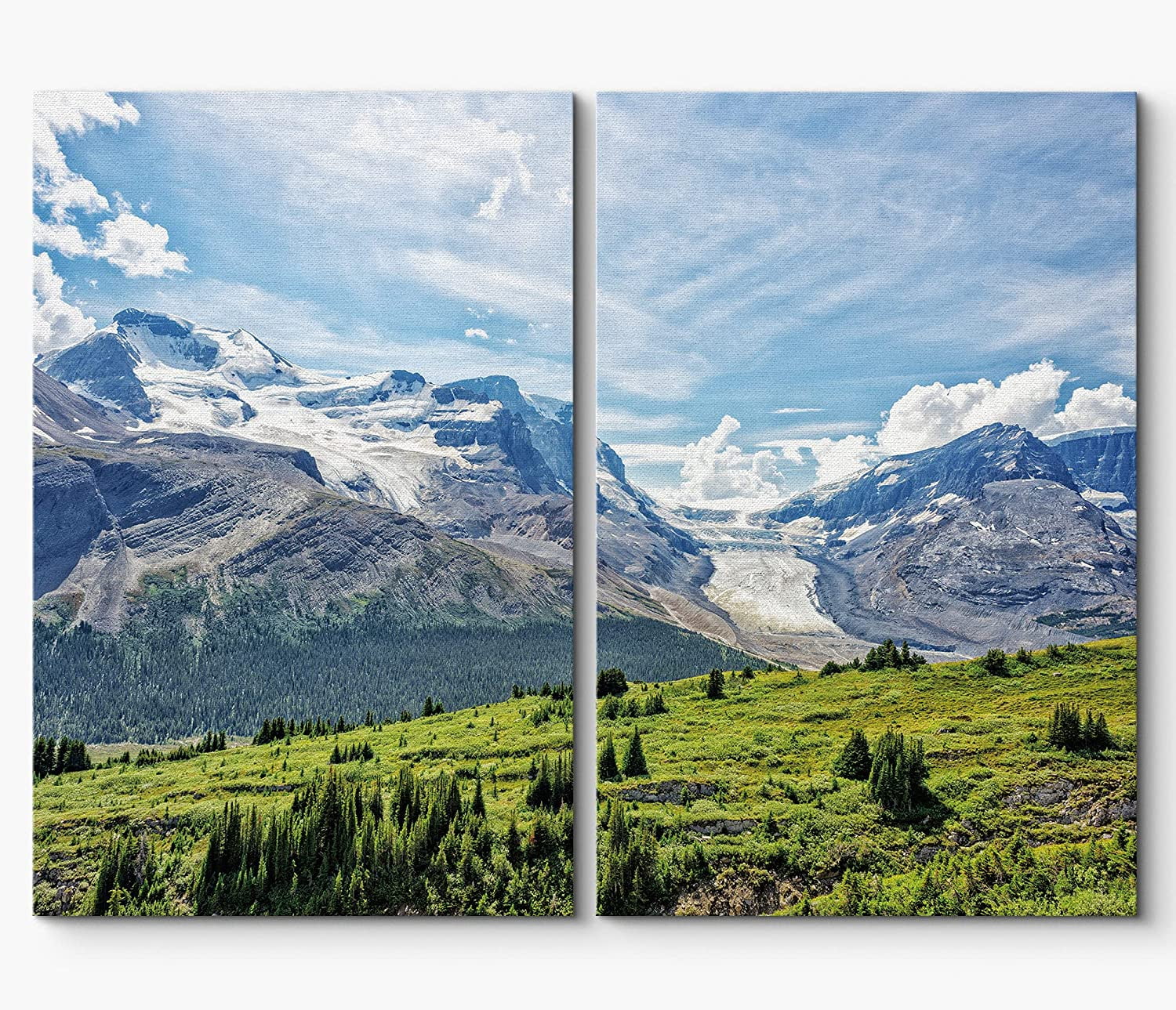 PixonSign Canvas Print Wall Art Set Open Green Range Under Mountains Nature  Wilderness Photography Modern Art Contemporary Landscape Fun Multicolor  Ultra for Living Room, Bedroom, Office 16