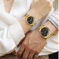 thumbnail image 3 of Men's Luxury Analog Quartz Gold Wrist Watches Business Stainless Steel Band Dress Wrist Watch Classic Calendar Date Window 3ATM Water Resistant, 3 of 6