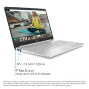 HP 15 Laptop, Intel Core i3-1005G1, 4GB SDRAM, 128GB SSD, Natural Silver, 15-dy1024wm