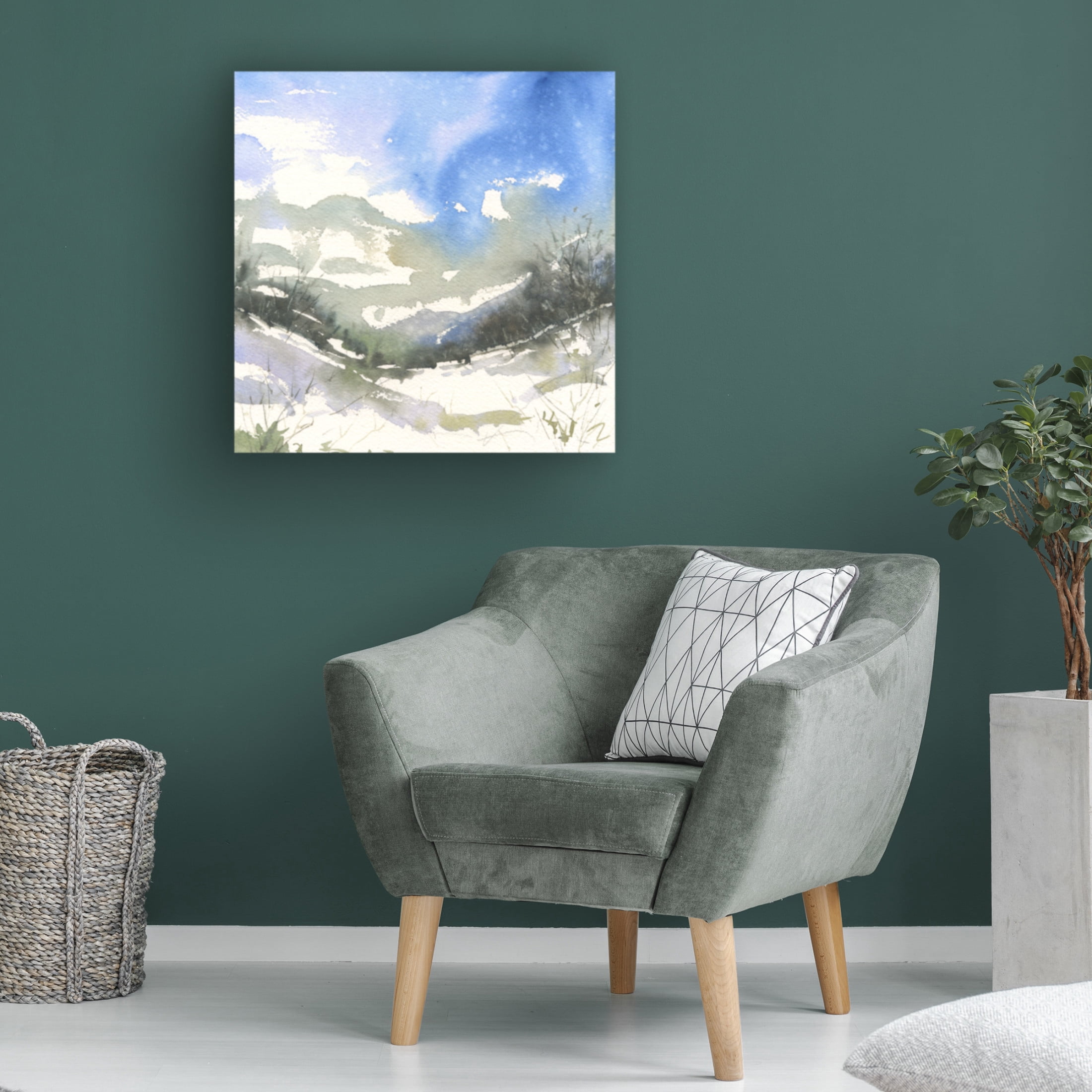 Canvas Wall Art - Randy Noble Fine Art 'Winter Run' Wall Art for Living Room, Bedroom, or Office Décor by Trademark Fine Art - 18 x 18 Inches