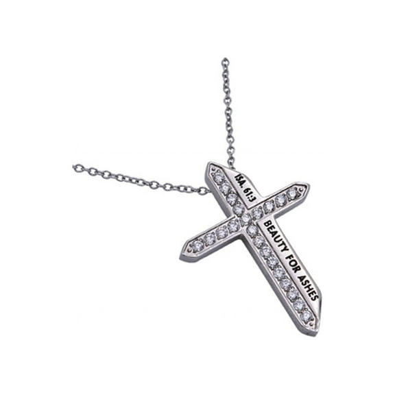 BEAUTY FOR ASHES, Ladies Cross Necklace and Sword, Stainless Steel