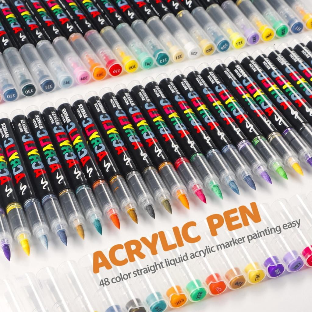 Osdhezcn Liquid Acrylic Paint Marker Soft Brush Tip Acrylic Paint Pen for Card Making Drawing Coloring Scrapbooking Journaling