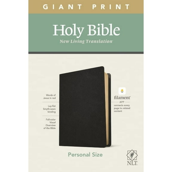 NLT Personal Size Giant Print Bible, Filament Enabled Edition (Red Letter, Genuine Leather, Black), (Hardcover)