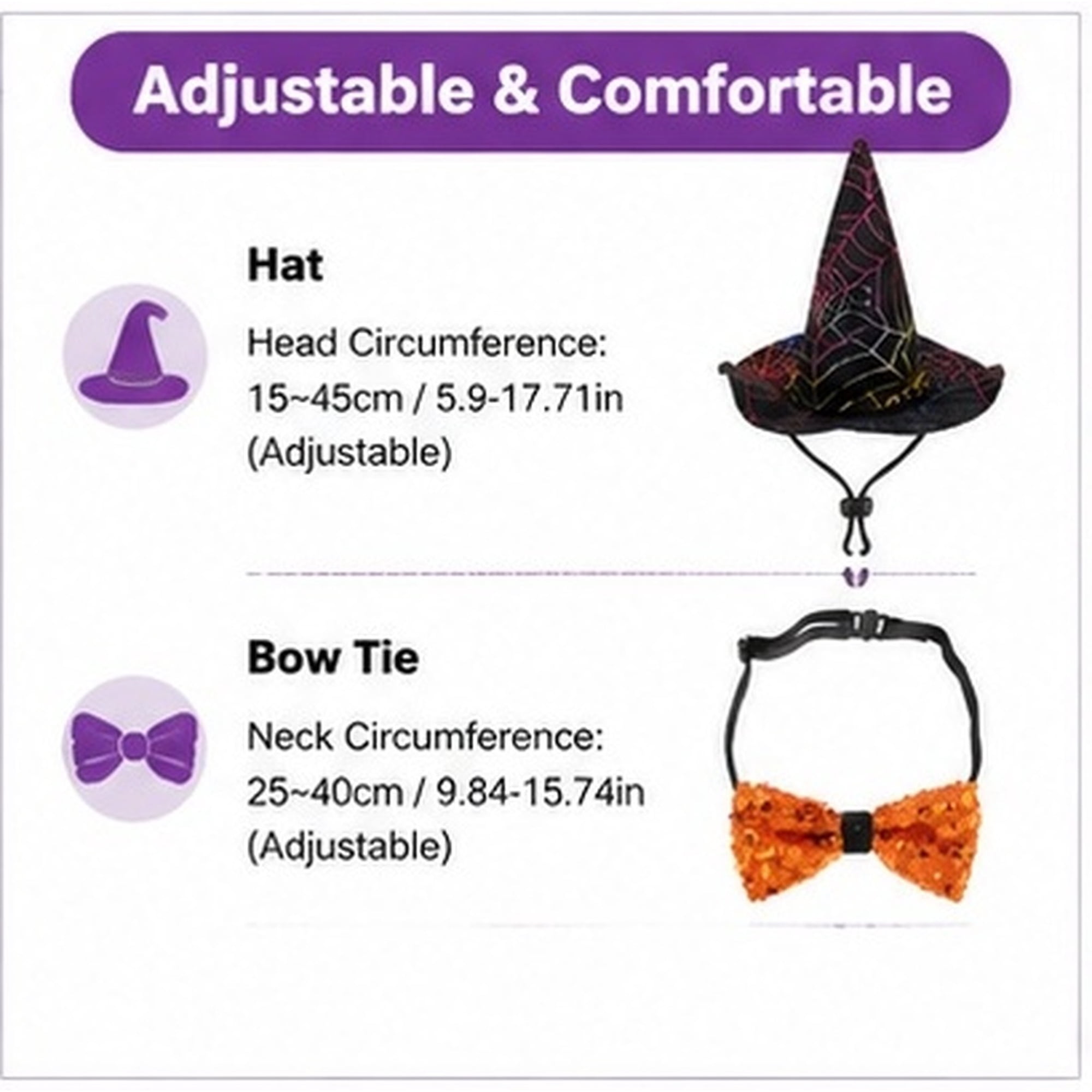 DEEPCRAFF Adjustable Animal Wizard Hat and Bow Tie Costume Accessory for Dogs and Cats Soft Cloth Pet Party Outfit