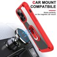 thumbnail image 3 of Allytech Clear Case for iPhone 15 Pro Max, Slim Case with Metal Ring Kickstand, Armor Lens Protection Shockproof Anti-Fingerprint Soft TPU Frame + Hard PC Back Protective Case - Red, 3 of 7