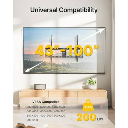 Heavy Duty Tilt TV Wall Mount for 43–100" Large Flat & Curved TVs