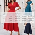 thumbnail image 3 of Bxsruta Womens Maxi Dress V Neck Short Puff Sleeve Pleated Flowy Casual Dresses for Women Vacation, 3 of 7