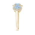 thumbnail image 2 of ANGARA Natural Round Aquamarine Three Stone Halo Ring with Diamonds in 14K Yellow Gold for Women (Size-6mm) | March Birthstone, Birthday, Anniversary, Jewelry Gift for Women | Natural Aquamarine Ring, 2 of 7
