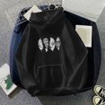 thumbnail image 2 of Zuwimk Hoodies For Women Aesthetic,Women Casual Button V Neck Hoodies Oversized Pullover Sweatshirt Hooded Tops with Pockets Black,M, 2 of 4