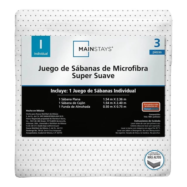 Juego De Sábanas Mainstays Individual Dots Gris Blanco