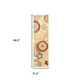 thumbnail image 2 of 8' Cream Wool Medallion Tufted Handmade Stain Resistant Runner Rug, 2 of 5