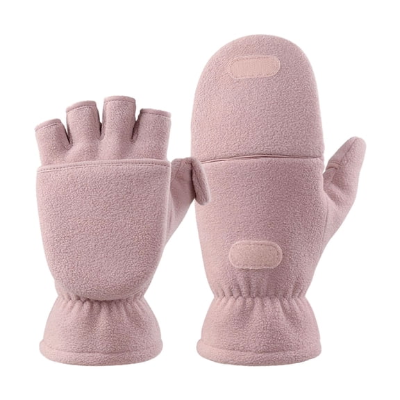 HNMKIU Solid Color Convertible Flip Top Mittens Winter Windproof Polar Fingerless Gloves With Flip Over Cover For Adults Cold Weather Outdoor Activities Purple,XL