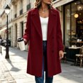 thumbnail image 2 of MaFYtyTPR Winter Coat for Women Solid Casual Thicken Wool Lapel Collar Inner Lining Pocket Breasted Outerwear Tops, 2 of 6