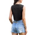 thumbnail image 3 of Faux Suede Fringe Vest for Women's Button Down 70S Vintage Sleeveless Cropped Tassel Waistcoat M Black, 3 of 6