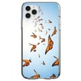 thumbnail image 1 of DistinctInk Clear Shockproof Hybrid Case for iPhone 13 Pro MAX (6.7" Screen) - TPU Bumper, Acrylic Back, Tempered Glass Screen Protector - Flying Monarch Butterflies, 1 of 2