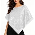 thumbnail image 5 of Glitter Triangle Wrap Cape, Irregular Sequin Poncho Shawl, Glitter Triangle Sequined Wrap Cape for Halloween Party Wedding Evening Costume, Multi Color Sparkly Cover Up, White One Size, 5 of 7