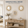 thumbnail image 5 of Sunburst Mirrors Metal Wall Art Decor Bohemian Modern Decorative Gold Mirror for Bedroom Living Room Hallway Bathroom Balcony 3 Pcs, 5 of 7