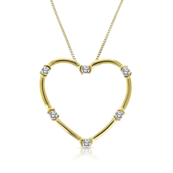 Vir Jewels 1/5 CTTW Diamond Heart Pendant Necklace 10K Yellow Gold with 18 Inch Chain Female Adult