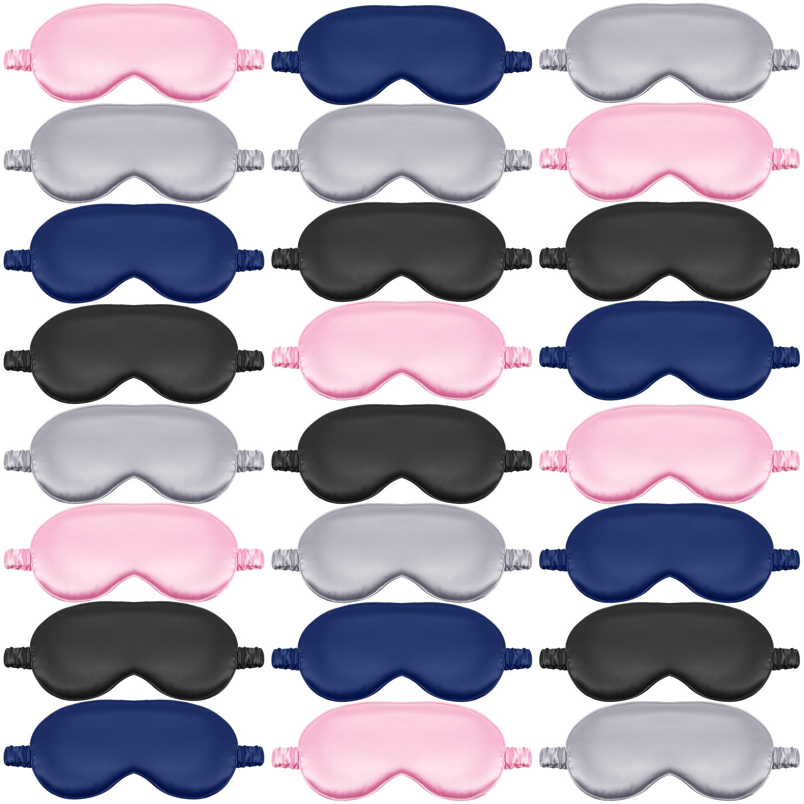 24Pcs Satin Sleep Mask With Elastic Band, Soft Breathable Eye Masks with Light Blocking, Night Blindfold face Mask For Travel Office Nap Airplane Rest
