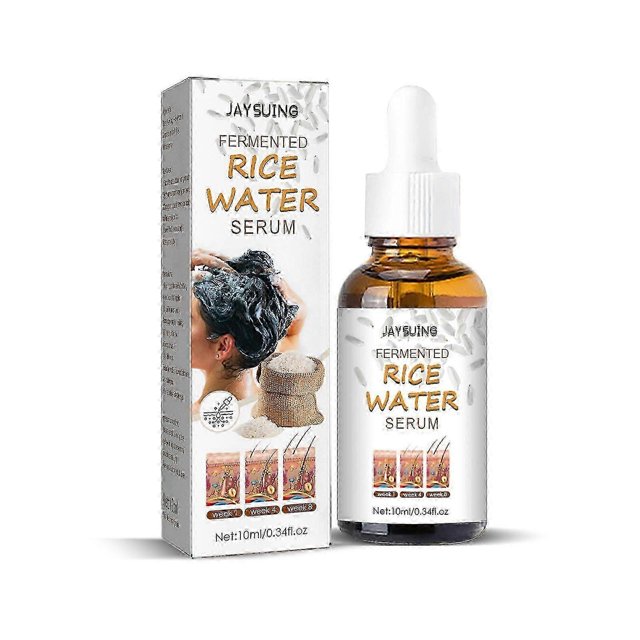 Jaysuing Fermented Rice Water Hair Essence Gentle Moisturizing Growth Hair Repair Hair Dry Hot Dyeing Damaged Essential Oil - 10Ml Boxed