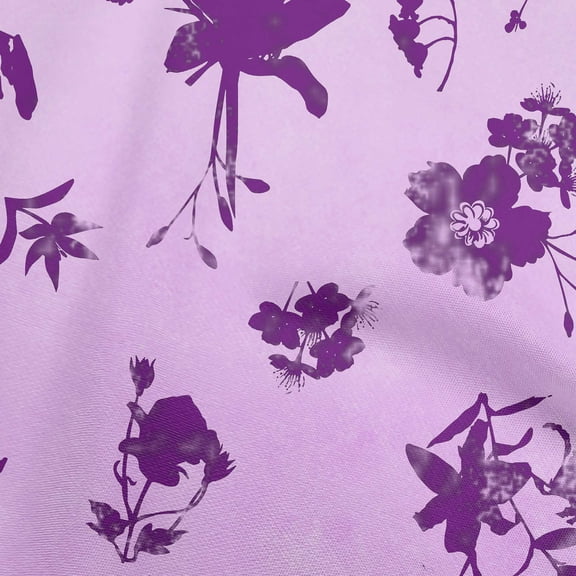 oneOone Georgette Viscose Purple Fabric Abstract-Uneven Floral Silhouette Pattern Sewing Material Print Fabric By The Yard 42 Inch Wide