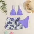 thumbnail image 2 of Girls Swim Swimming Suits For Girls Teen Girls Swimsuits Bathing Suits 3 Piece Tropical Floral Bikini Sets Girls' Swimwear with Cover Up Skirt Purple 6-8 Years, 2 of 4