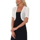 thumbnail image 4 of Inspire Chic Cárdigan Bolero Corto de Manga Corta con Ruched Abierto Frontal de Malla para Mujeres Blanco L, 4 of 5